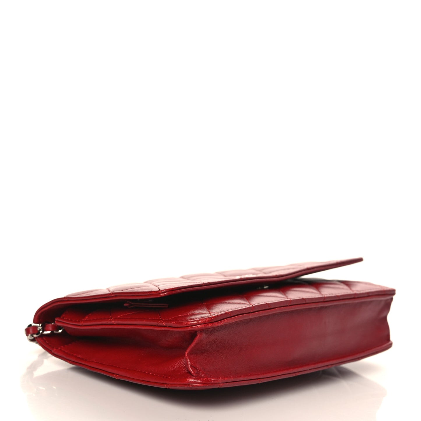 Lambskin Quilted Wallet On Chain WOC Red
