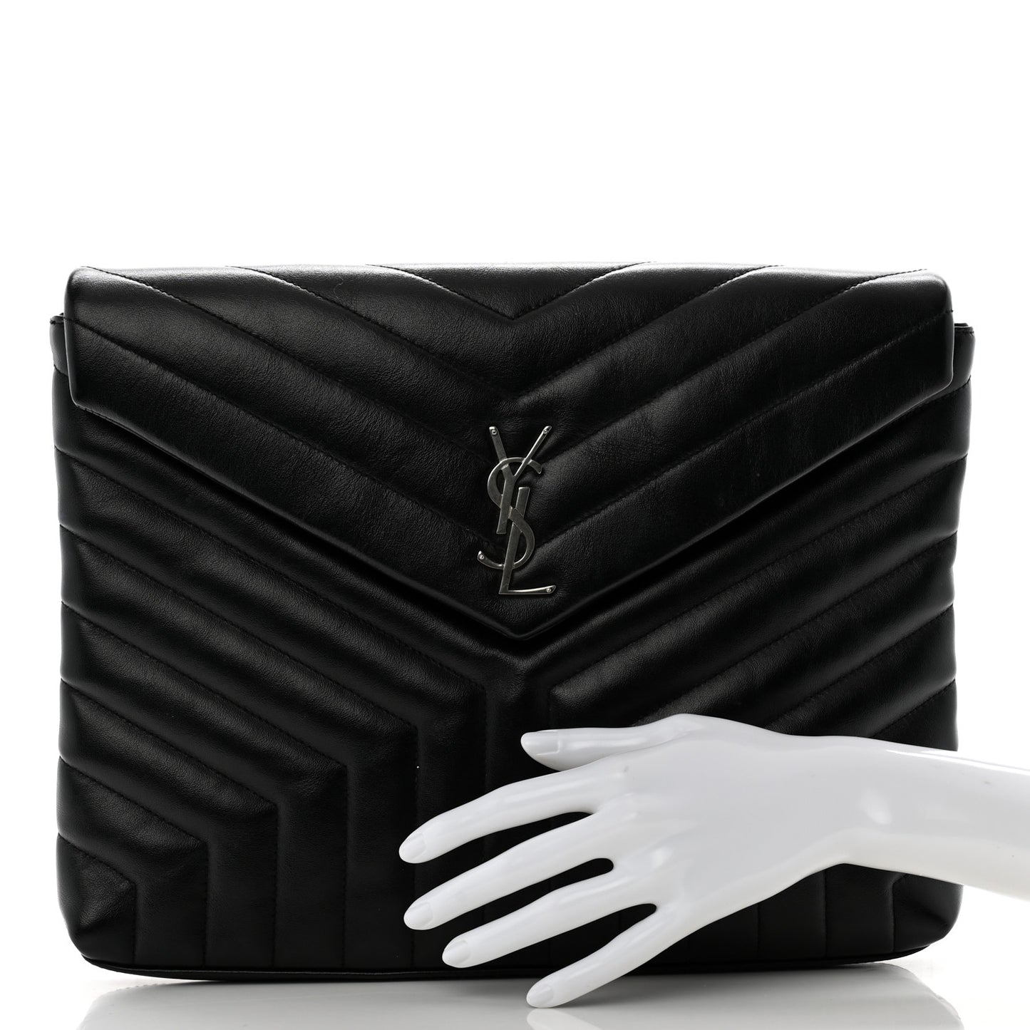 Calfskin Y Quilted Monogram Loulou Document Holder Black