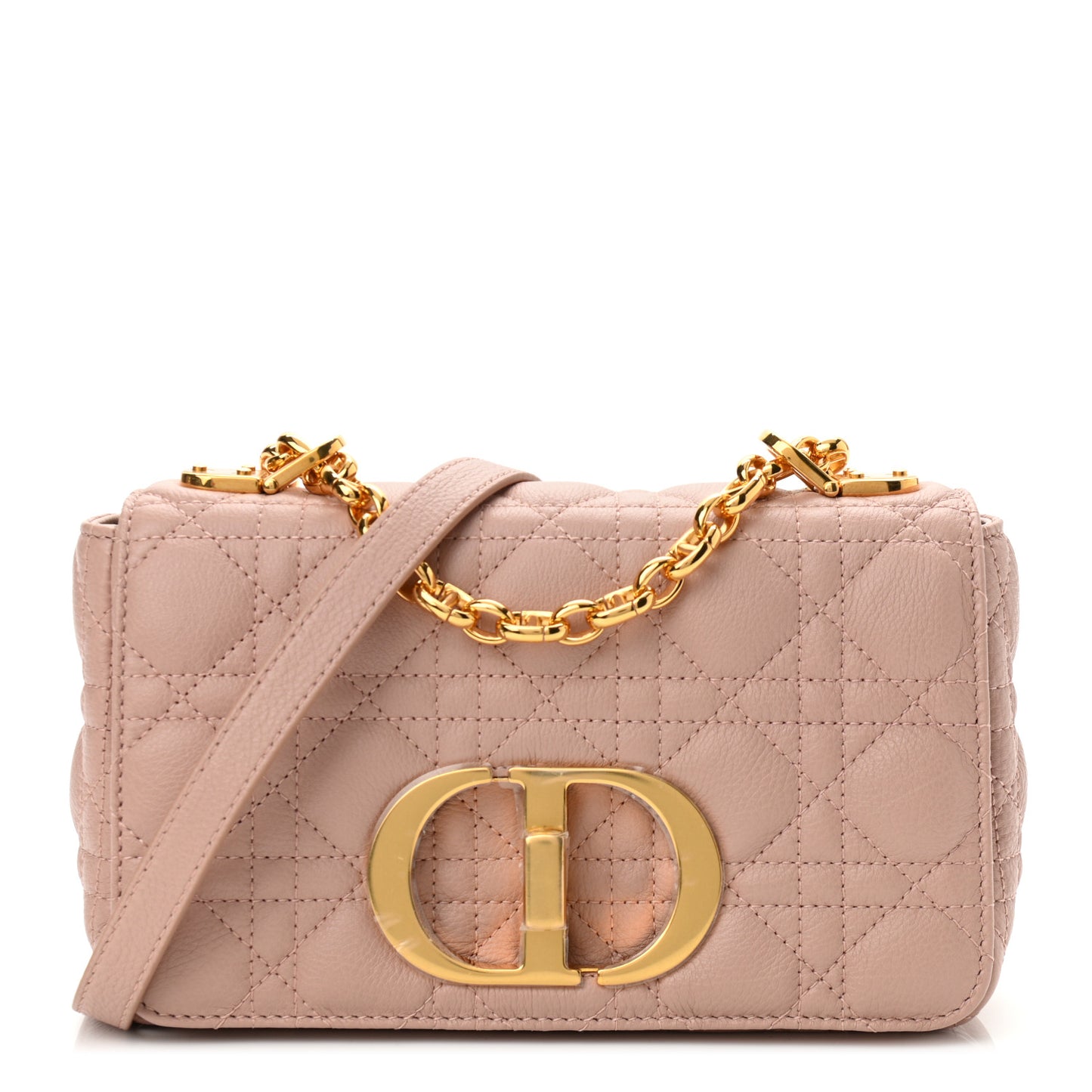 Calfskin Cannage Small Caro Bag Rose De Vents