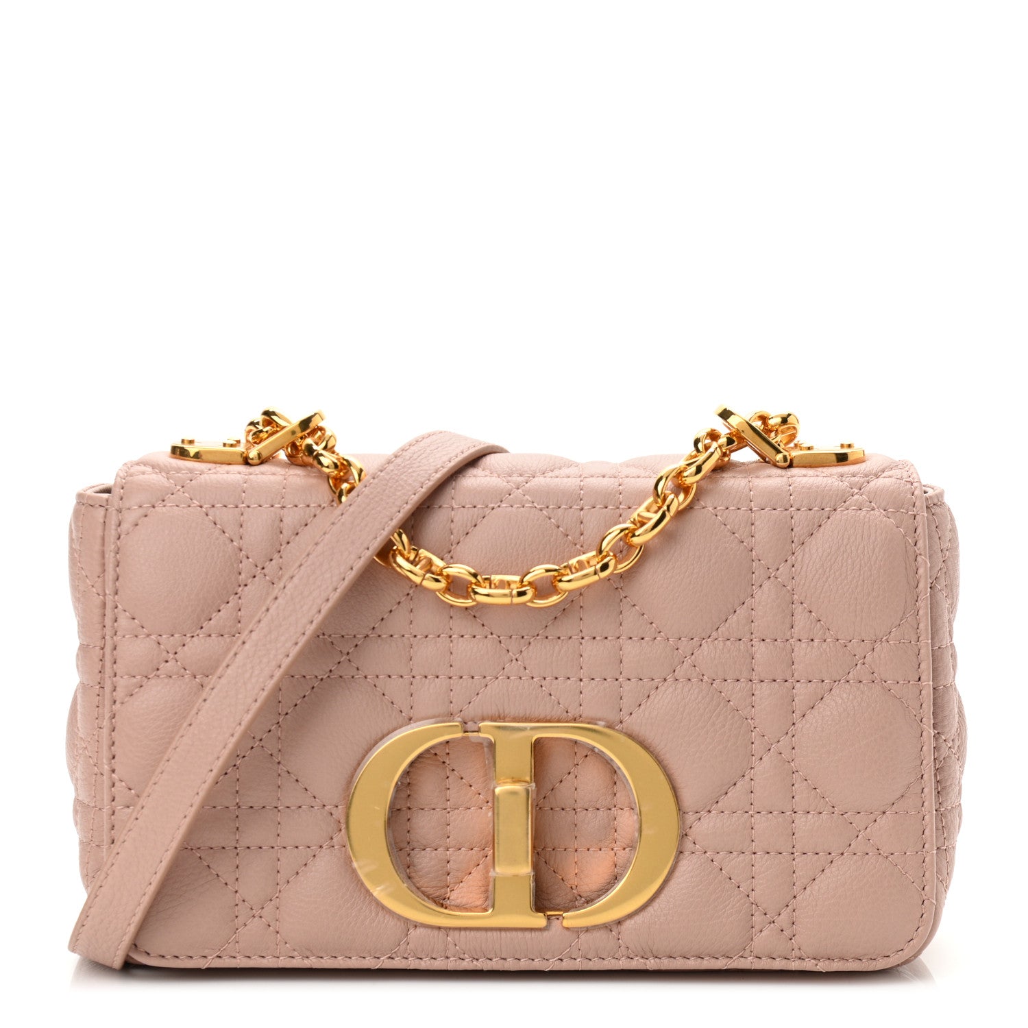 Christian Dior Calfskin Cannage Small Caro Bag Rose De Vents 1 of 10