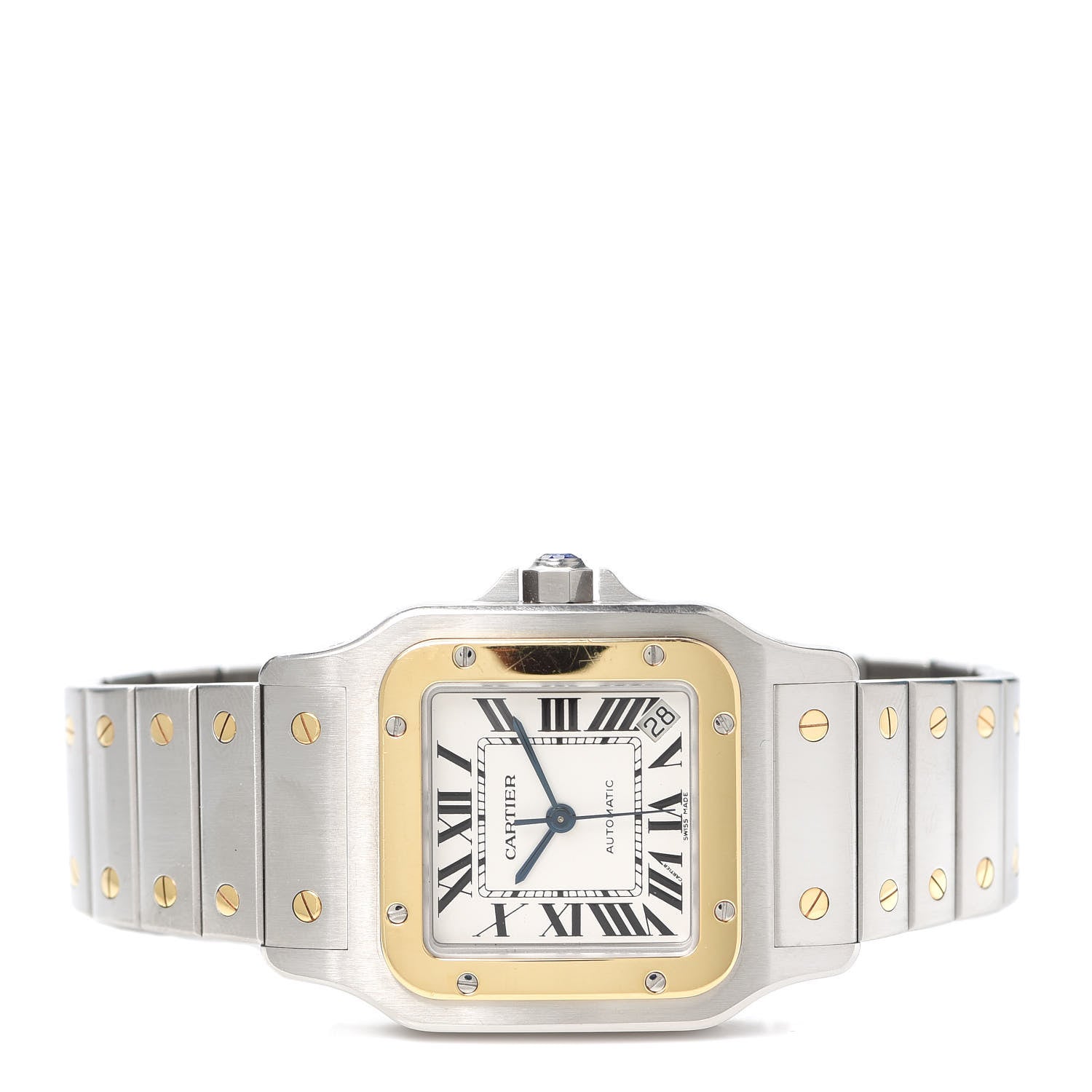 Cartier Stainless Steel 18K Yellow Gold 32mm Santos De Cartier Galbee Automatic Watch 2 of 6