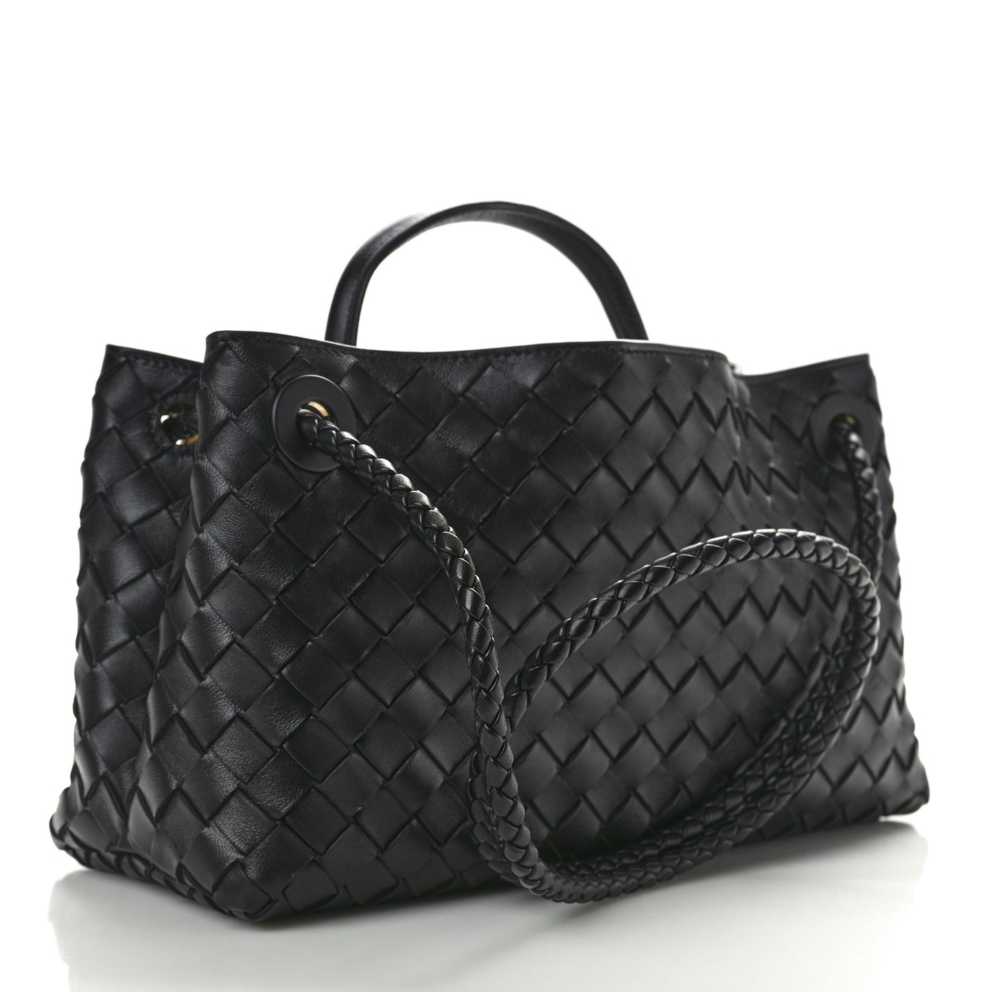 Nappa Intrecciato Small East West Andiamo Shoulder Bag Black