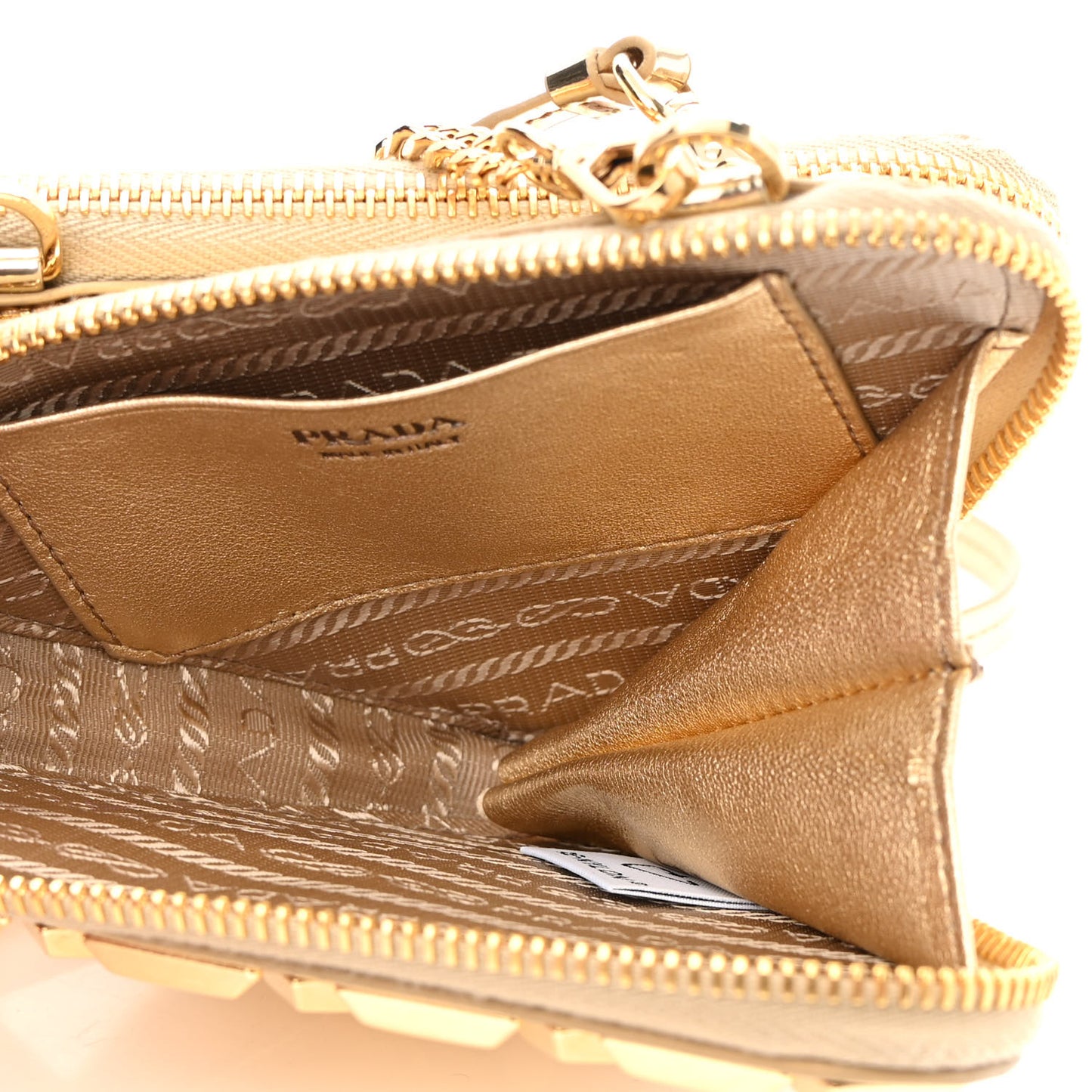 Metallic Vitello Studded Mini Triangle Crossbody Pouch Platino