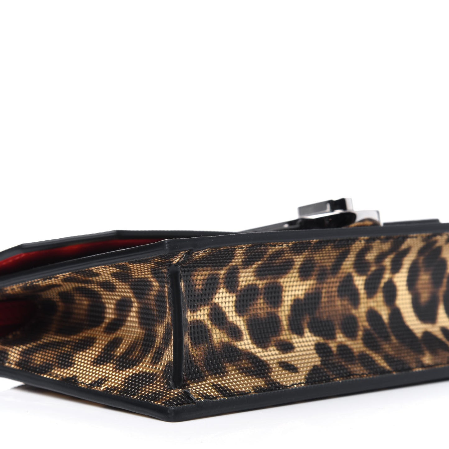 Metallic Calfskin Coins Leopard Print Small Elisa Baguette Gold Silver