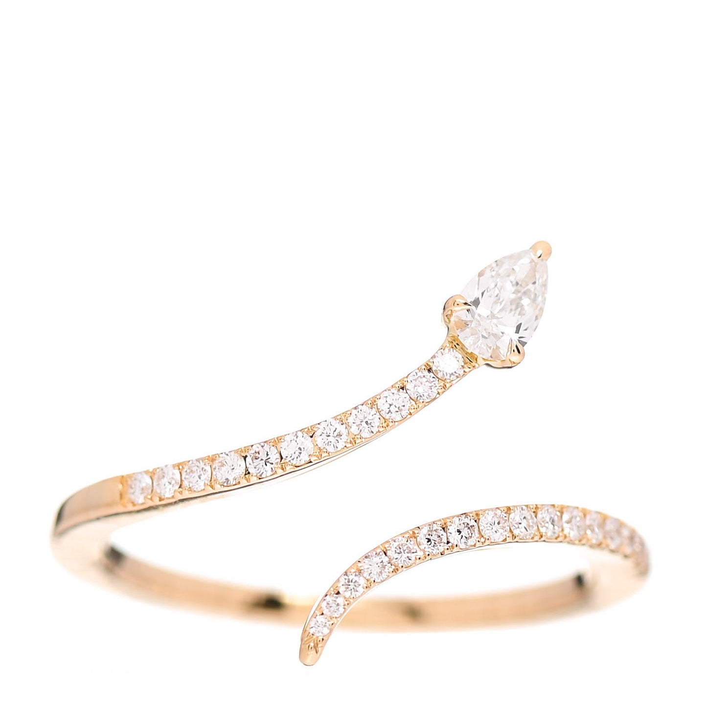 18K Yellow Gold Diamond Snake Skinny Ring 53 6.25
