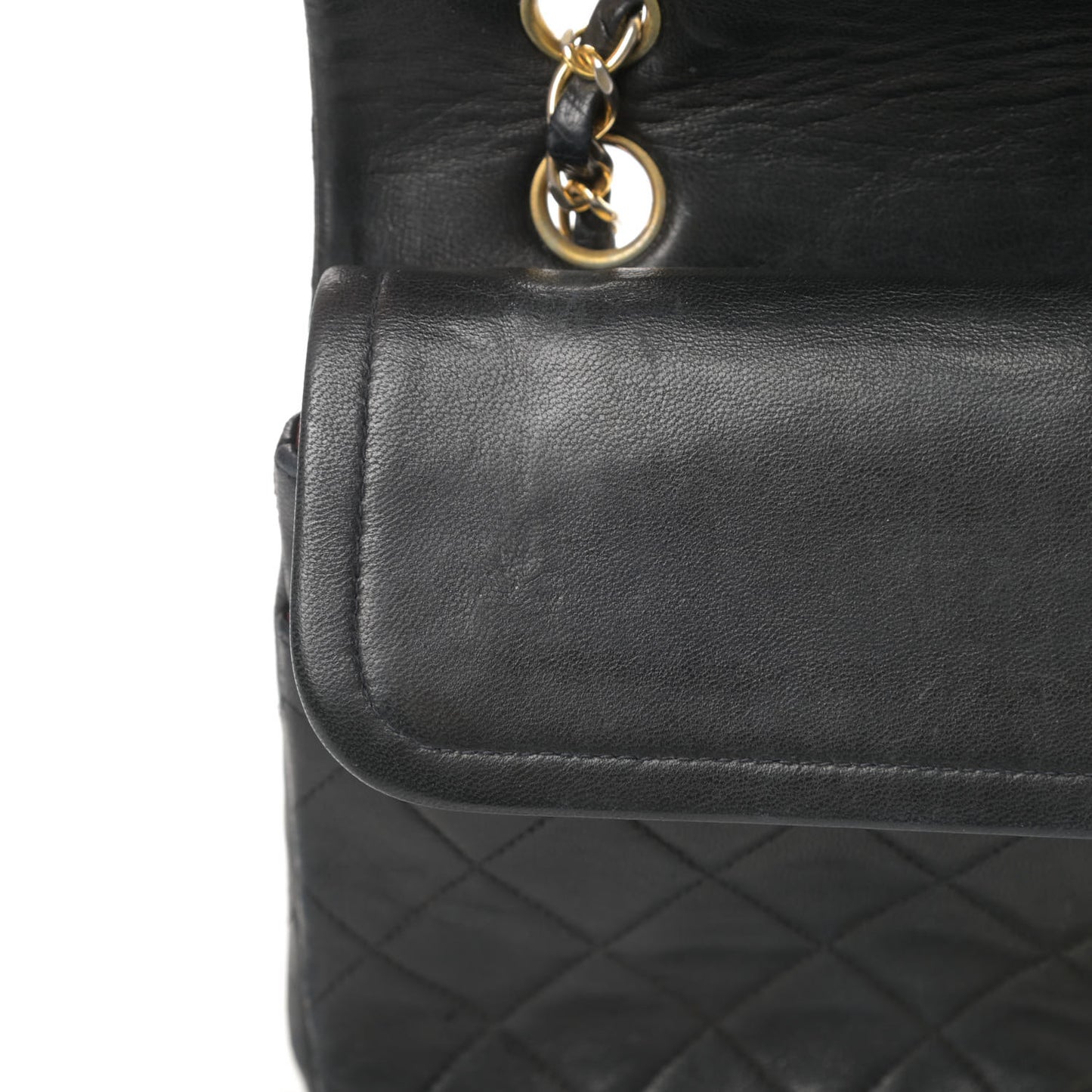Lambskin Quilted Medium Double Flap Black