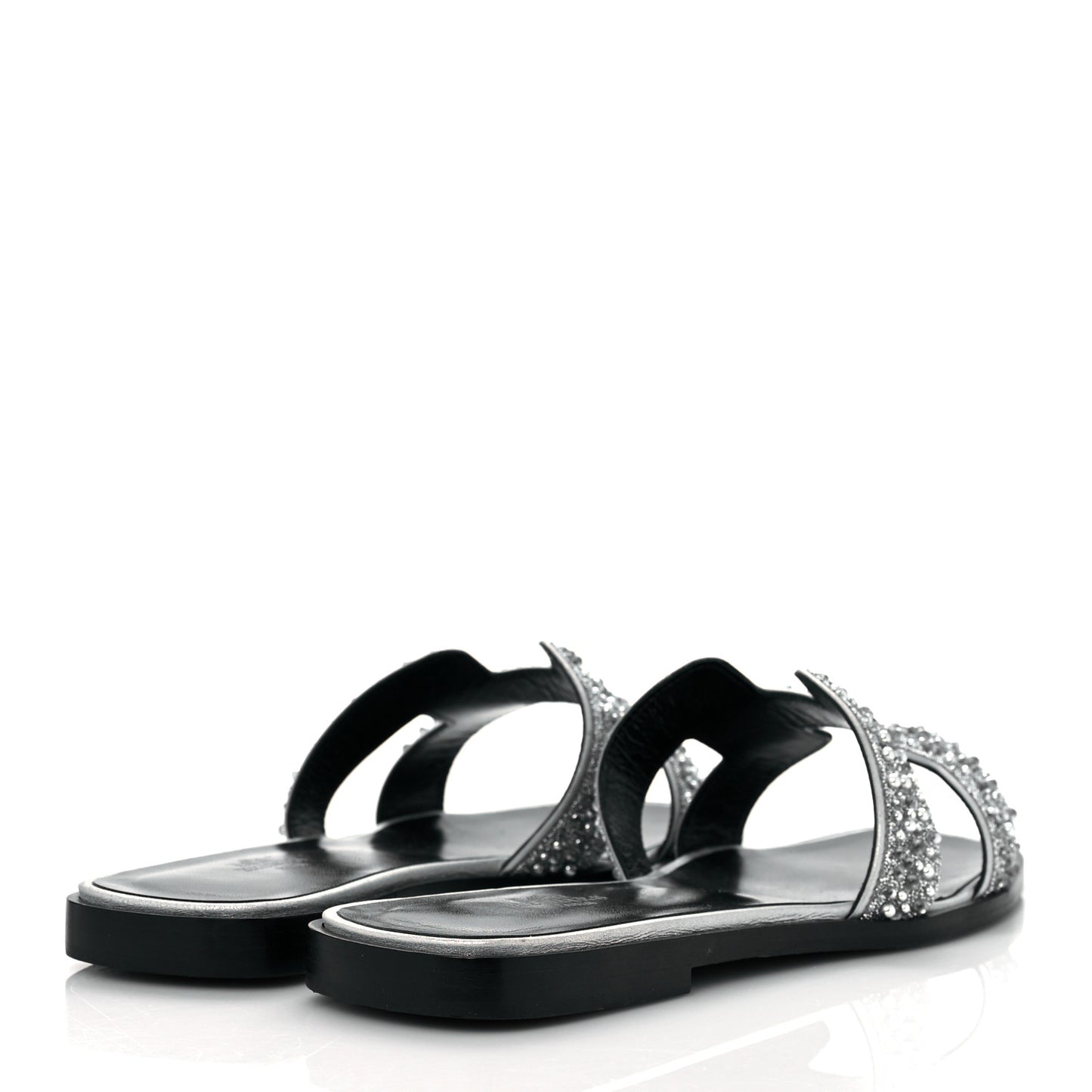 Velvet Goatskin Crystal Beads Oran Sandals 37.5 Gris Argente