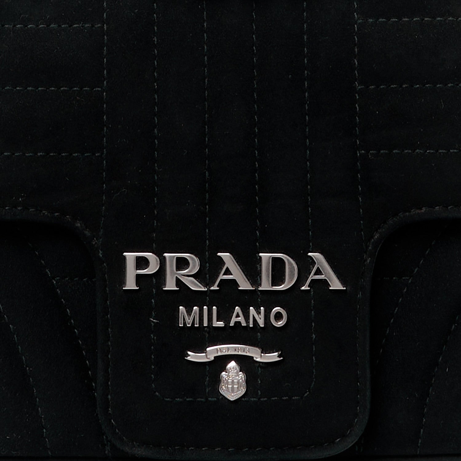 Prada Camoscio Impunture Diagramme Medium Chain Flap Shoulder Bag Black 9 of 12