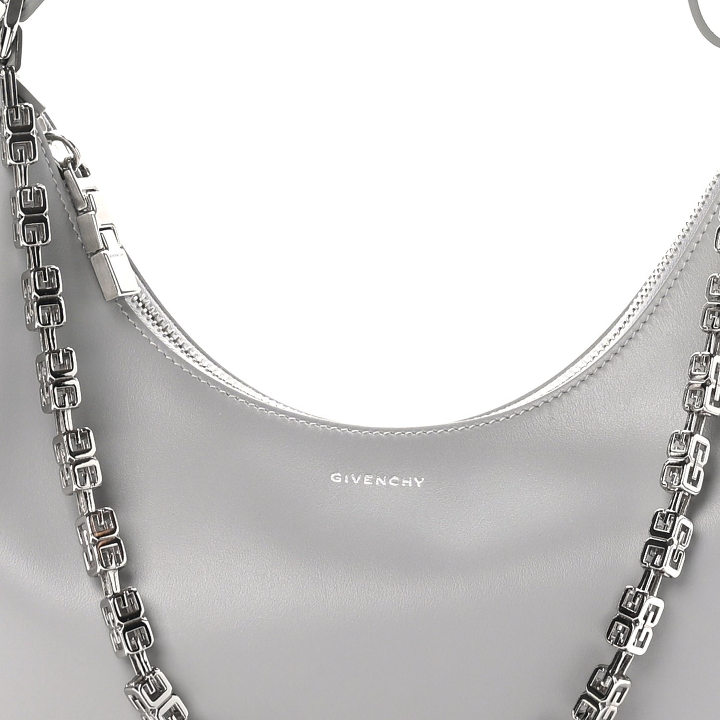Smooth Calfskin Small Moon Cut Out Shoulder Bag Grey
