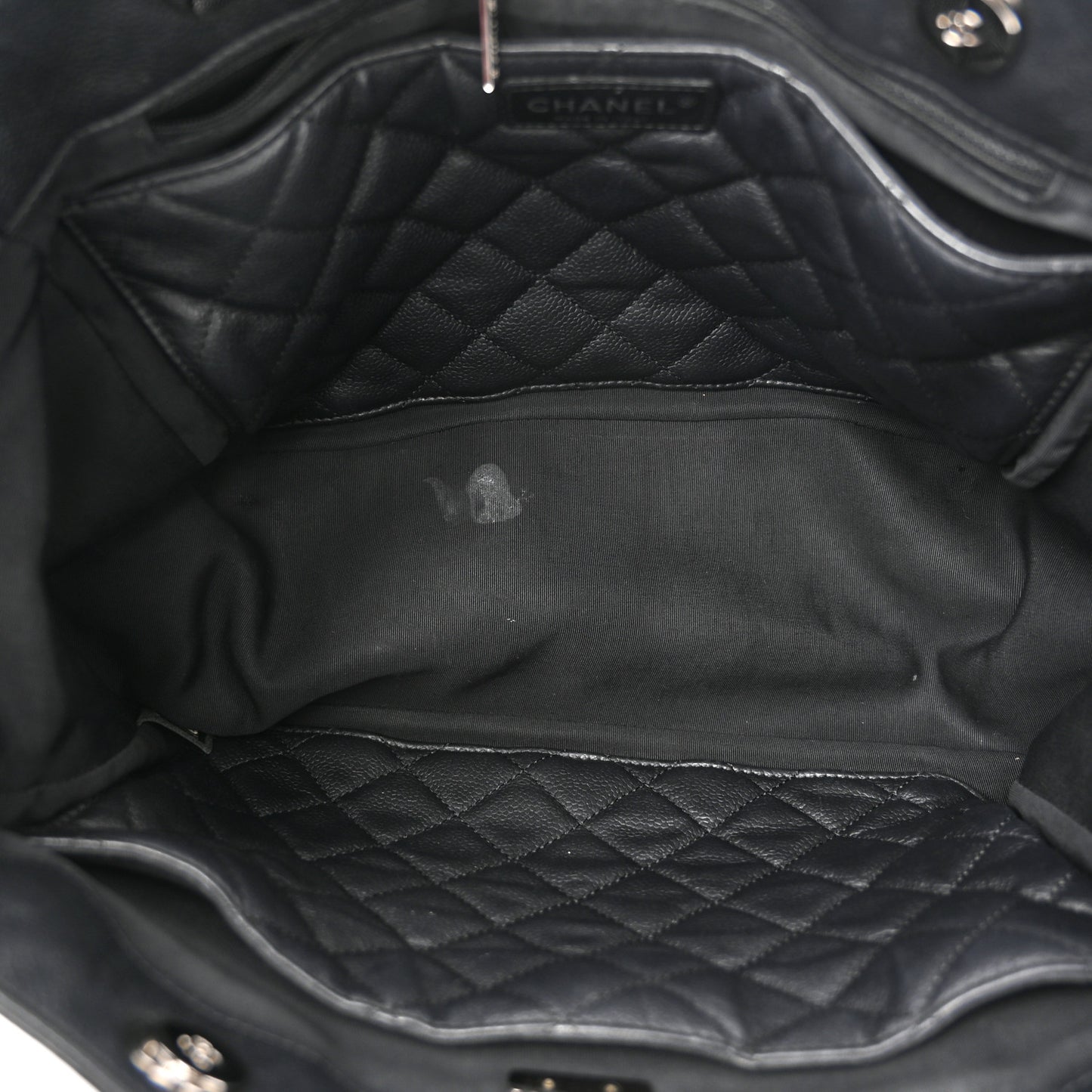 Caviar Quilted Large CC Box Shopping Tote Black