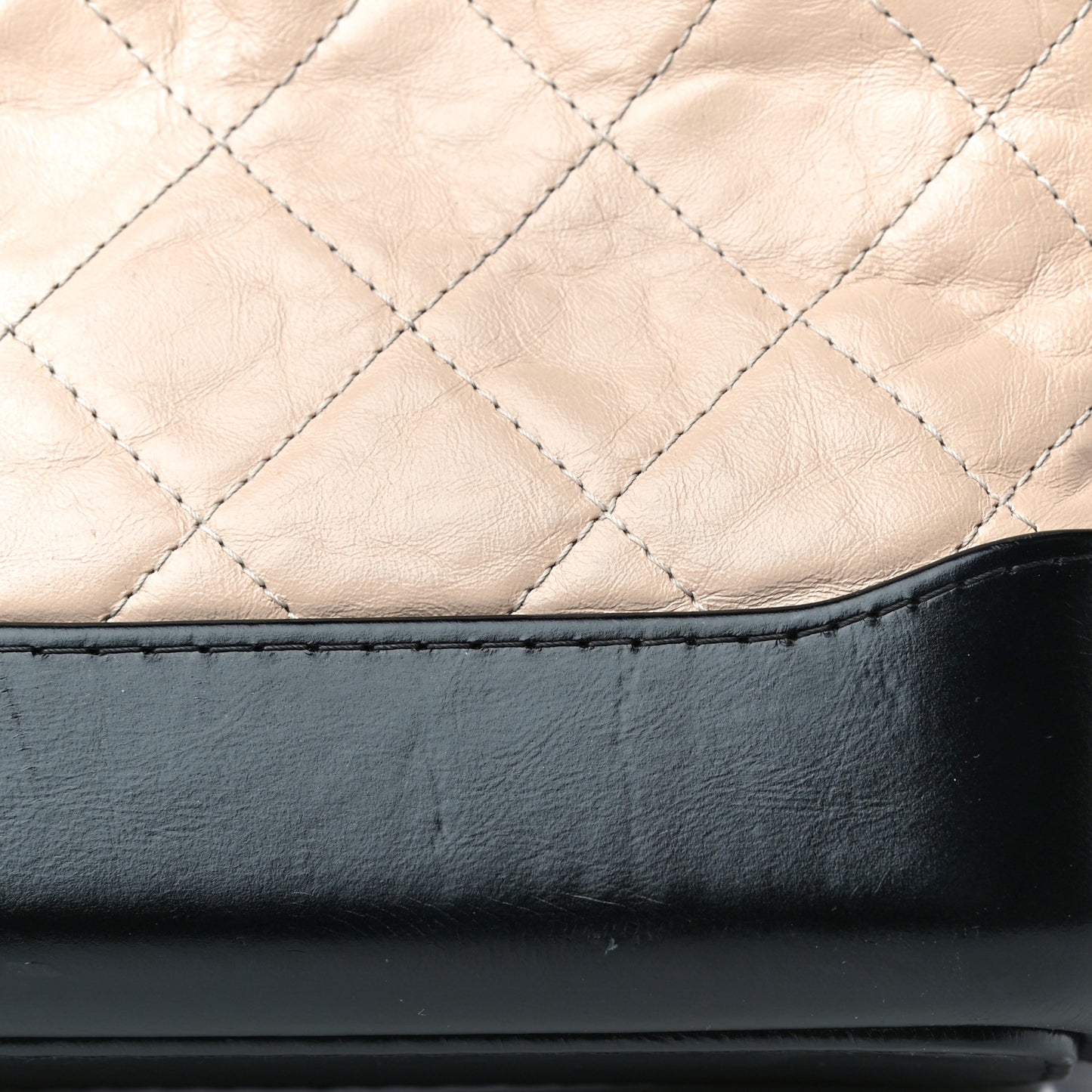 Aged Calfskin Quilted Small Gabrielle Hobo Beige Black