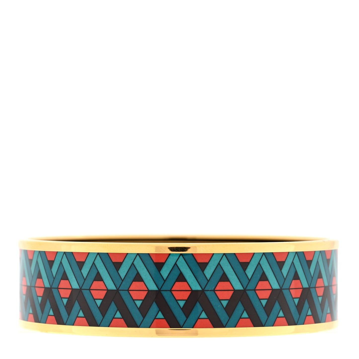Enamel Printed Carre Cube Wide Bracelet 65 Blue Red