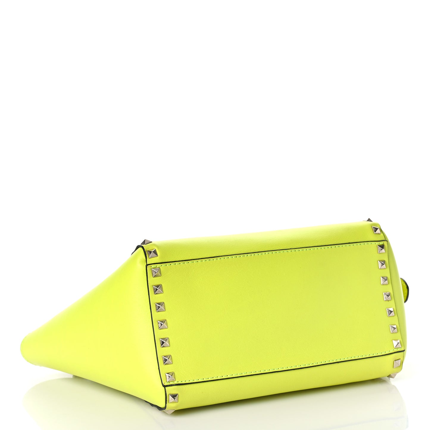 Vitello Small Rockstud Double Handle Tote Yellow Fluo
