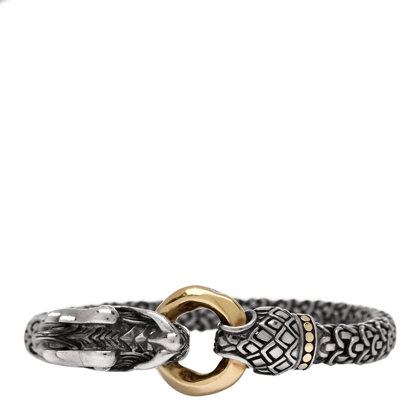 Sterling Silver 18K Yellow Gold 6mm Naga Dragon Bracelet