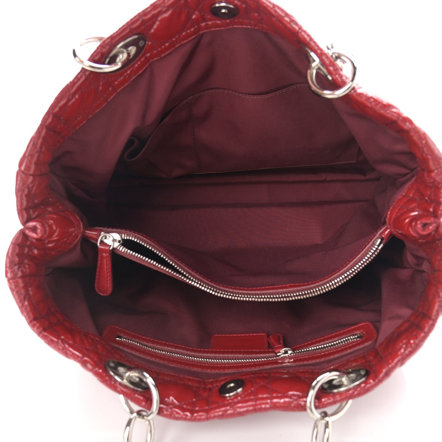 Patent Cannage Large Dior Soft Shopping Tote Red