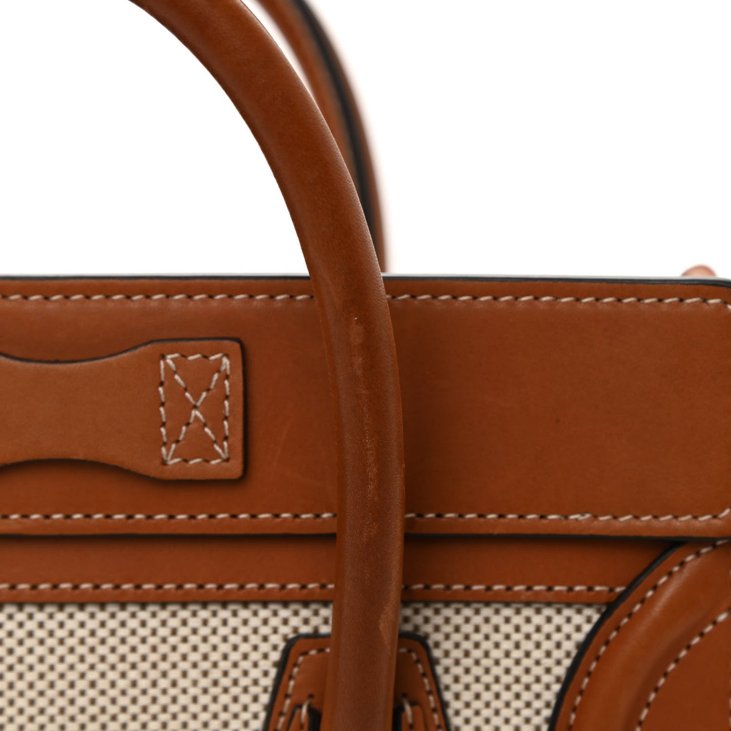 Textile Smooth Calfskin Nano Luggage Tan White