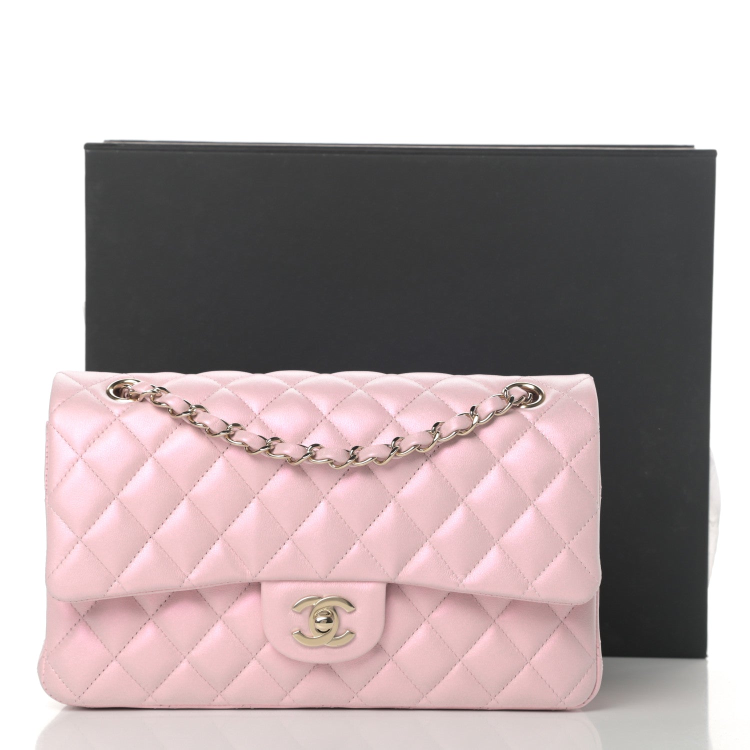 Chanel Iridescent Calfskin Quilted Medium Double Flap Light Pink 12 of 12