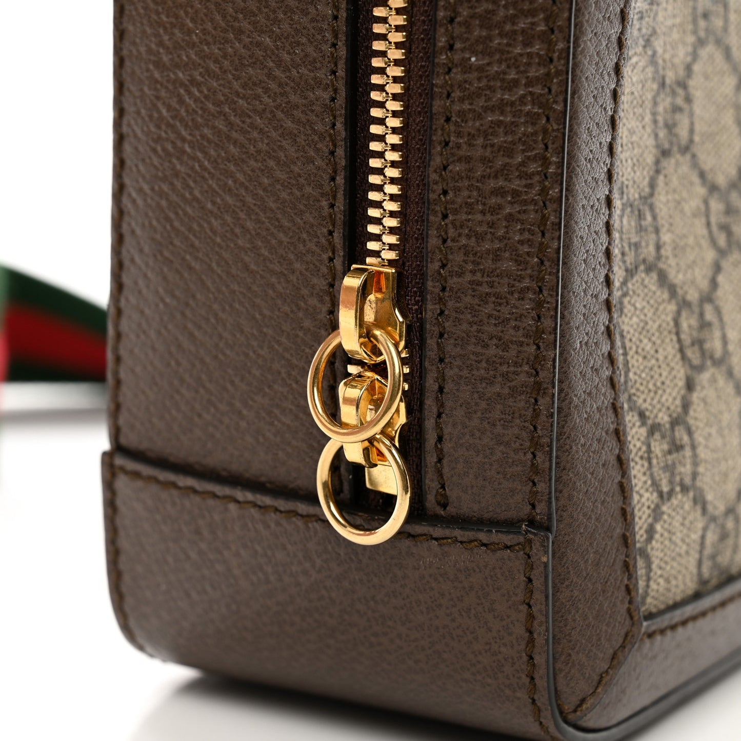 GG Supreme Monogram Web Small Ophidia Top Handle Shoulder Bag Brown