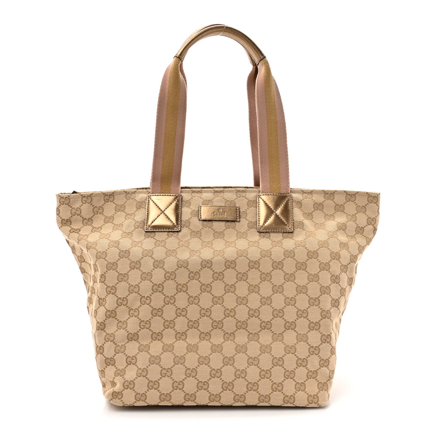 GG Monogram Large Web Handle Bucket Tote Gold