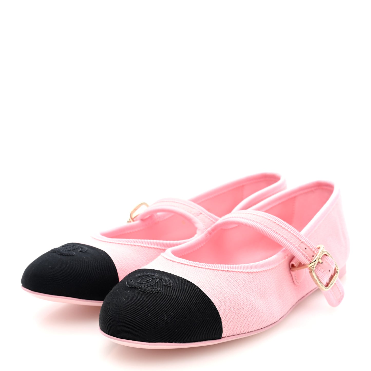 Fabric Grosgrain Mary Jane Flats 38 Light Pink Black