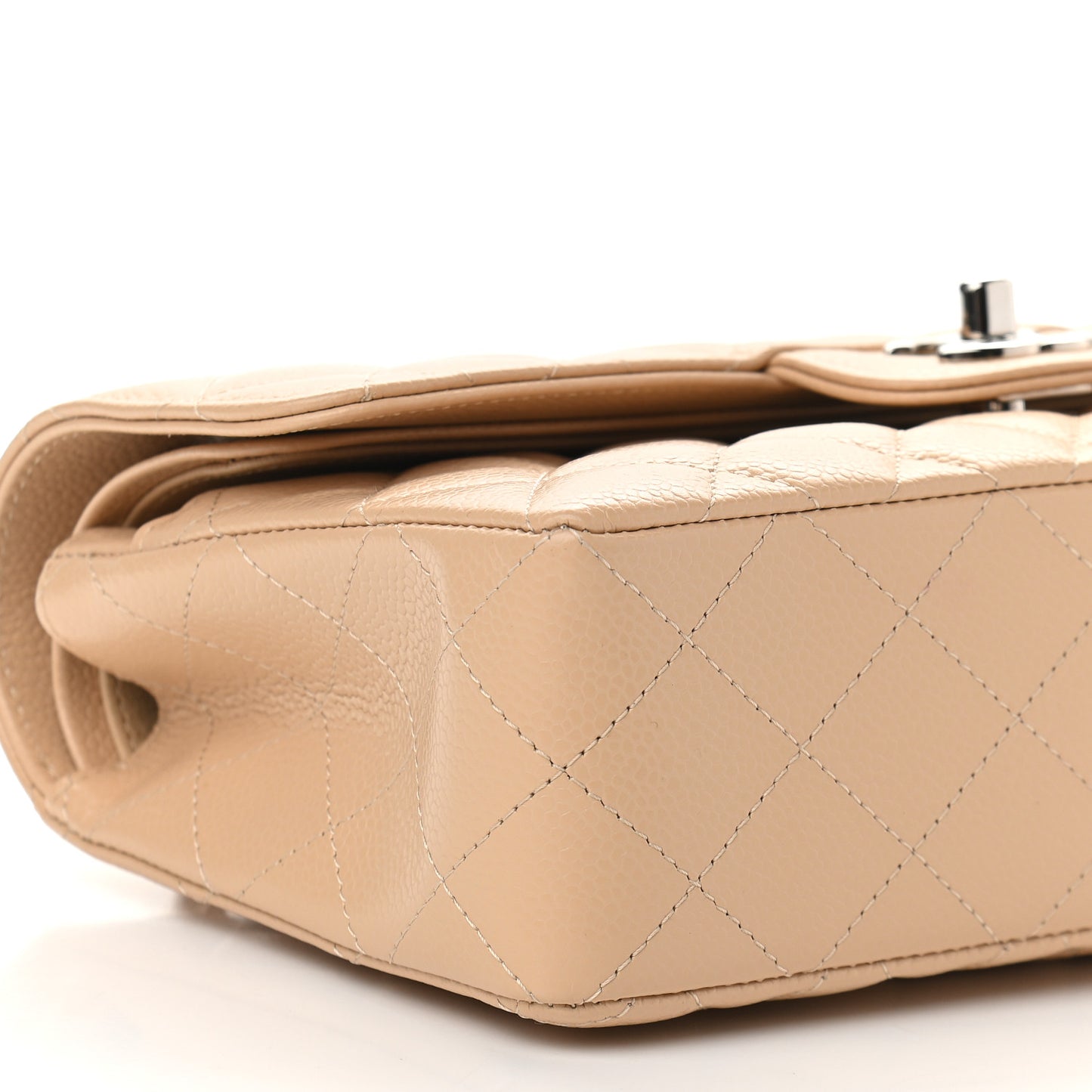 Caviar Quilted Small Double Flap Beige