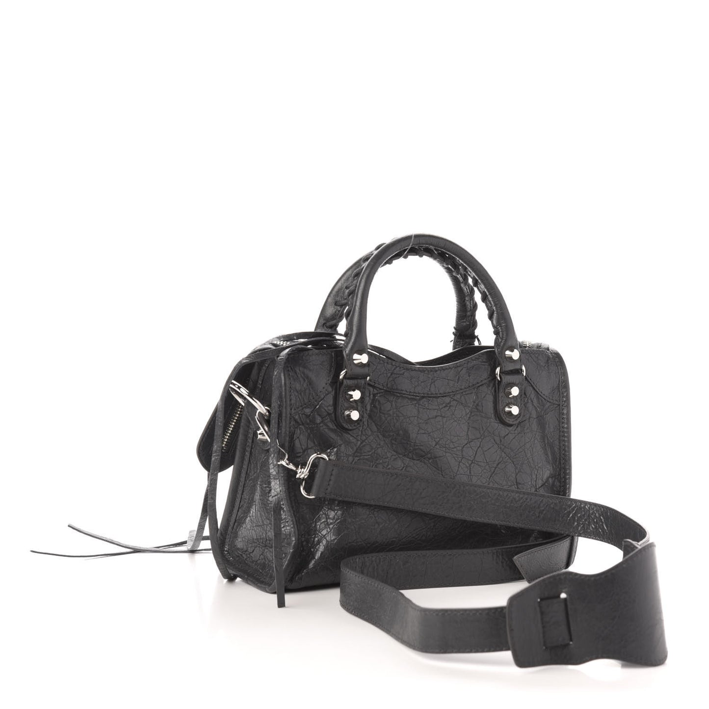 Agneau Classic Silver Hardware Mini City Gris Fossile