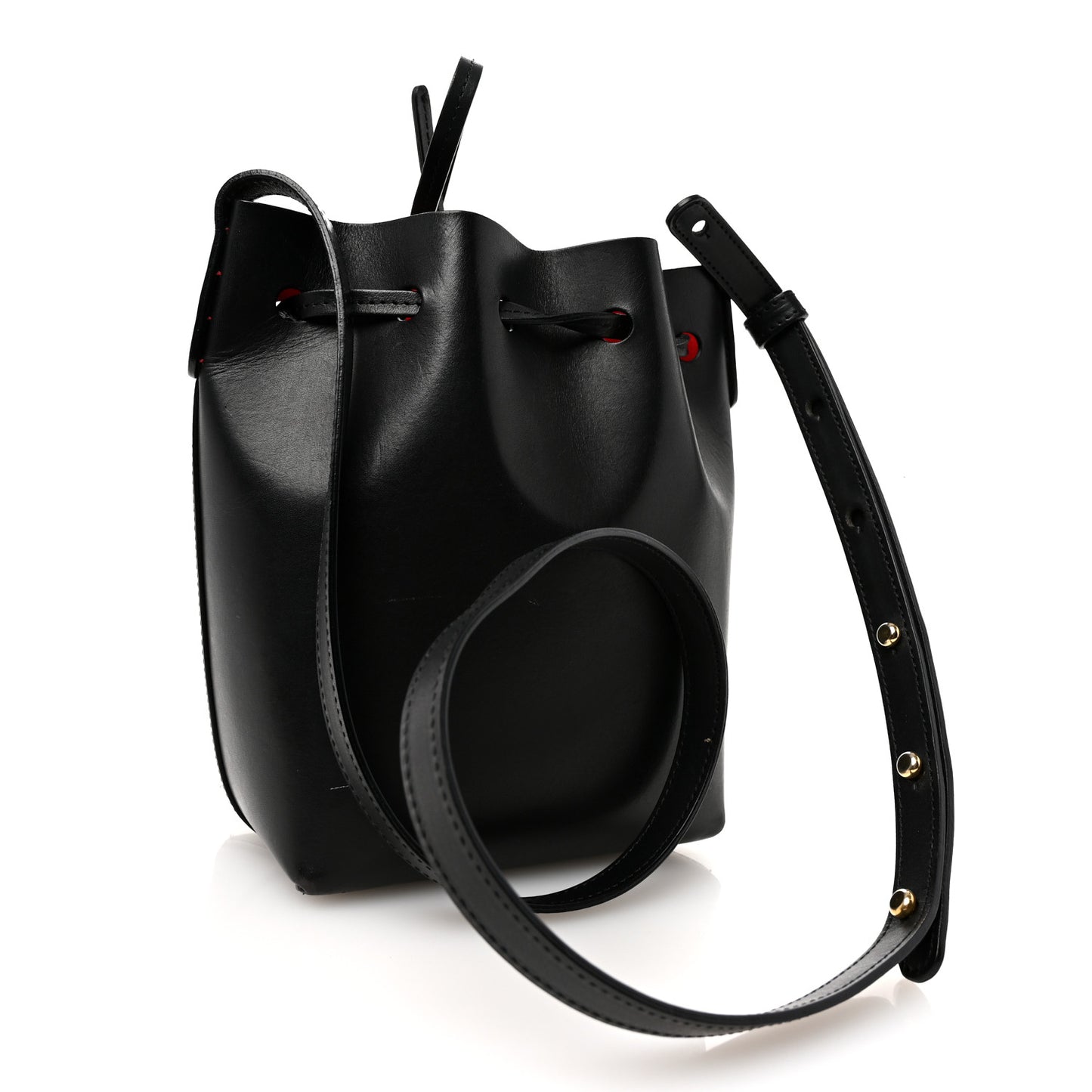 Vegetable Tanned Calfskin Mini Mini Bucket Bag Black Flamma