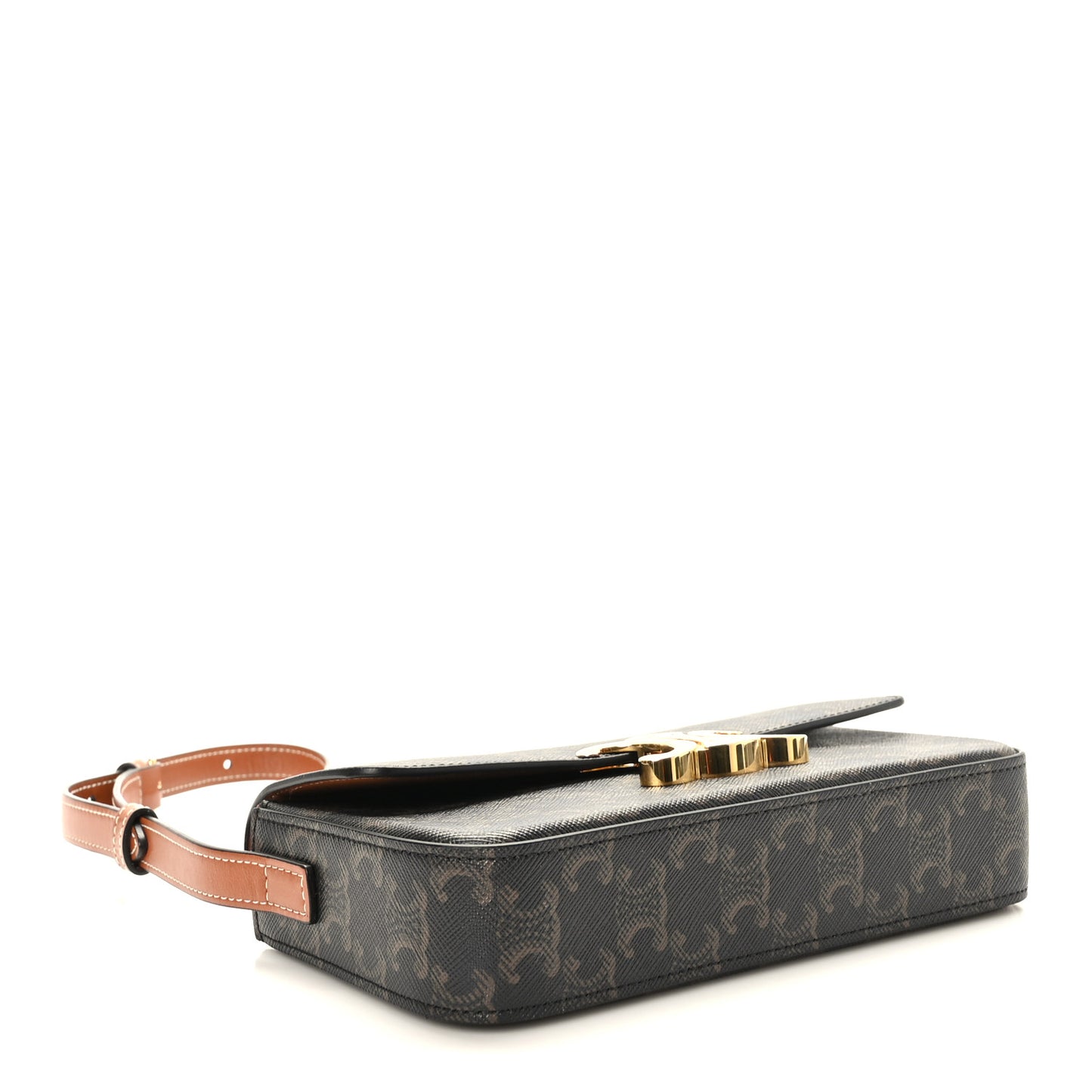 Canvas Calfskin Triomphe Shoulder Bag Tan