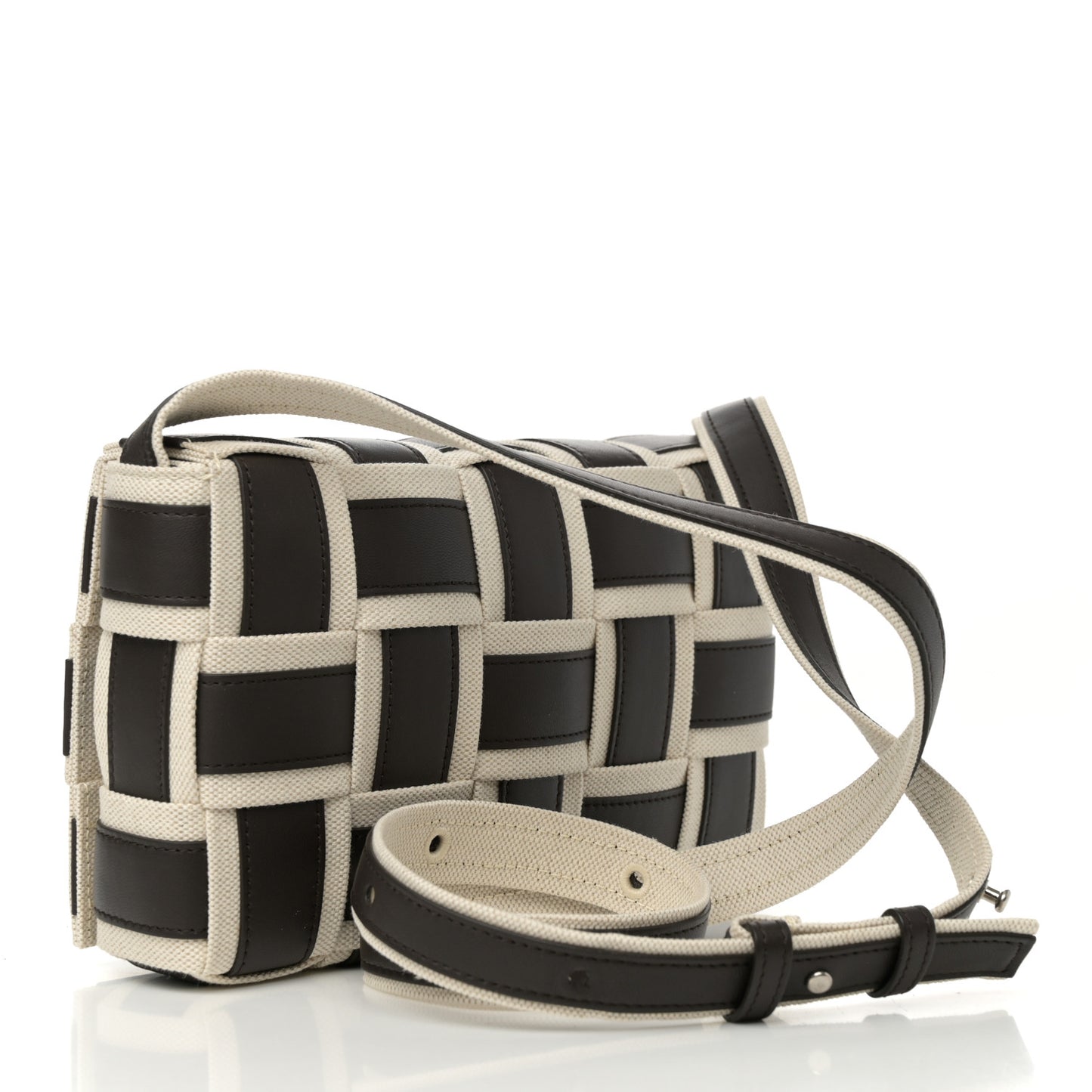 Canvas Nappa Maxi Intrecciato Cassette Crossbody Bag Natural Fondant