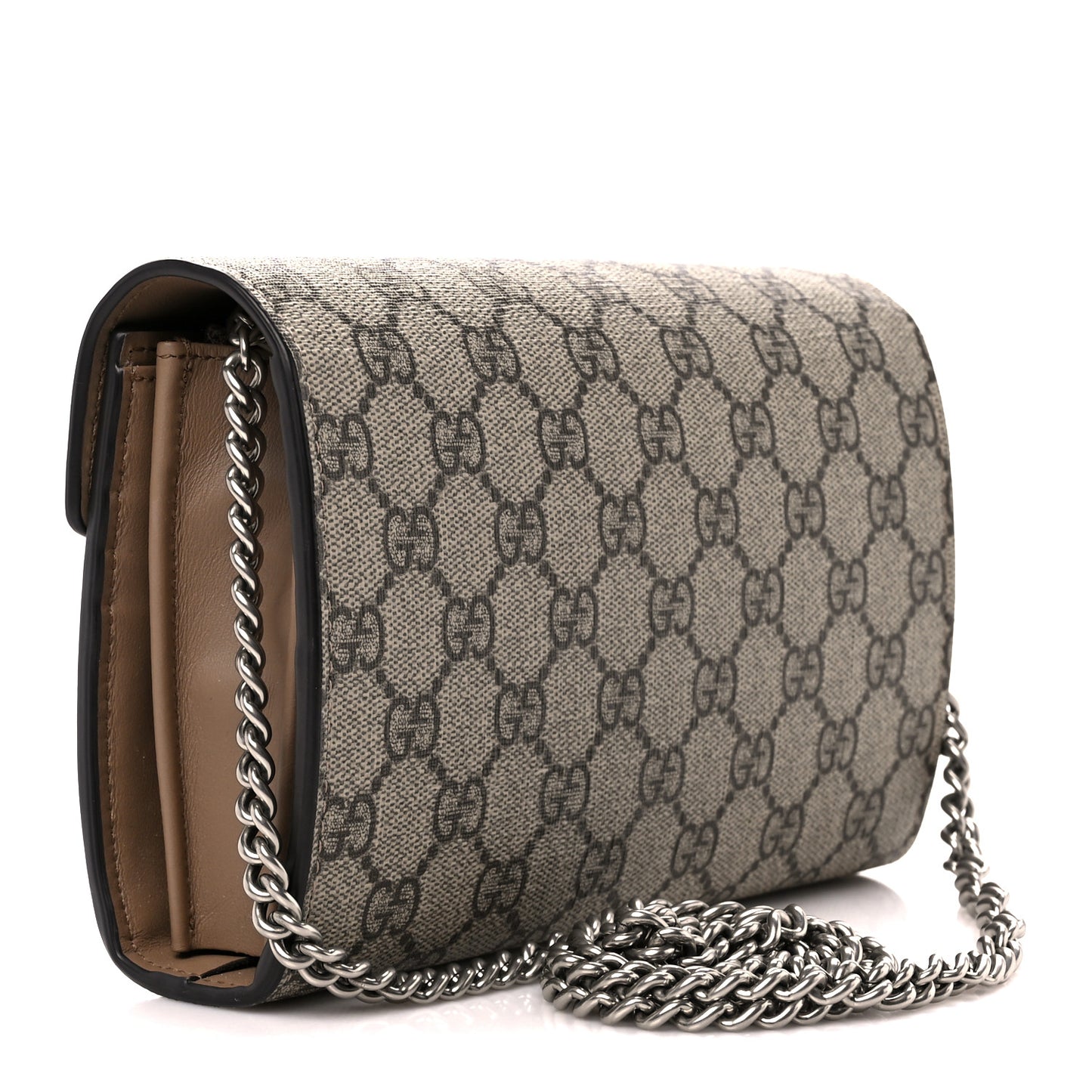 GG Supreme Monogram Mini Dionysus Chain Wallet Beige Taupe