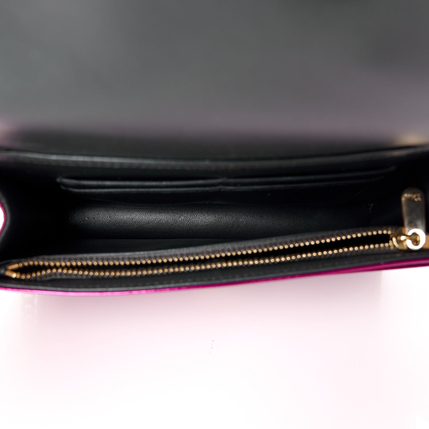 Patent Micro-Cannage Diorama Wallet on Chain Pouch Fuchsia