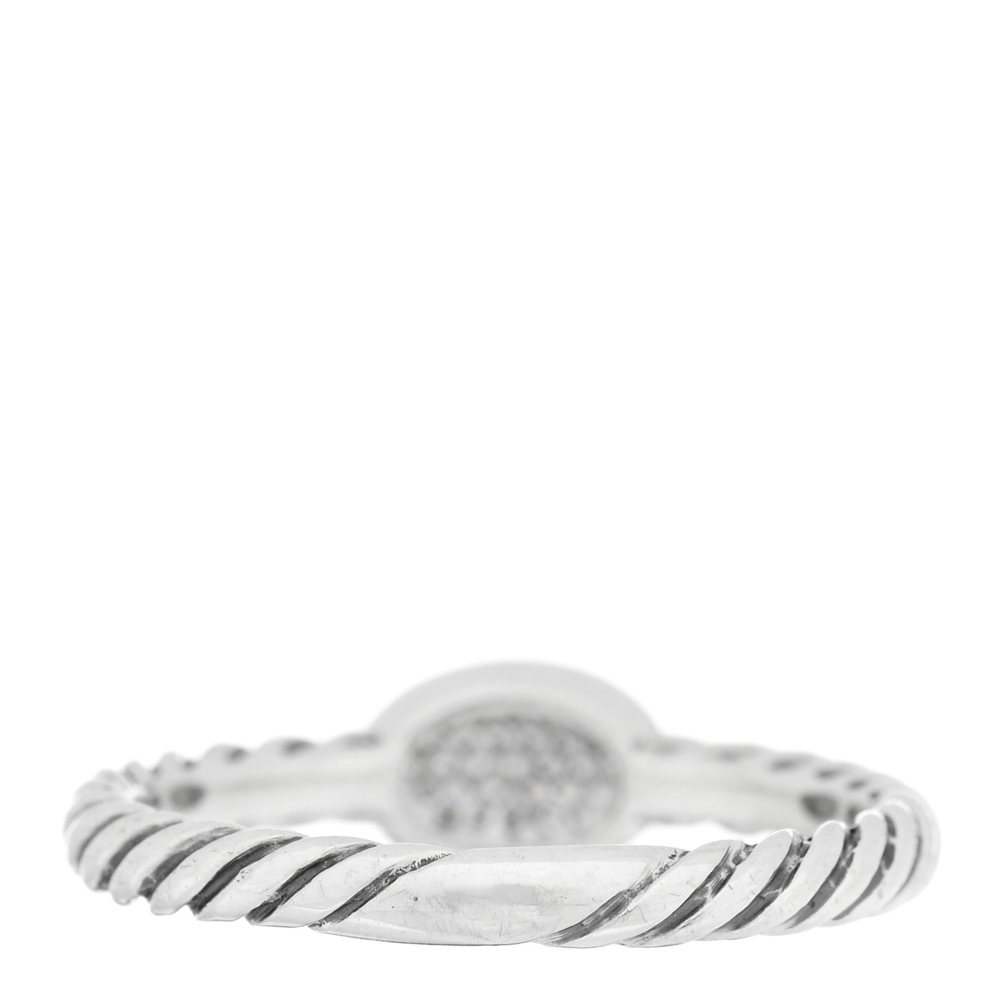 Sterling Silver Diamond Pave Cable Classics Oval Ring 52 6