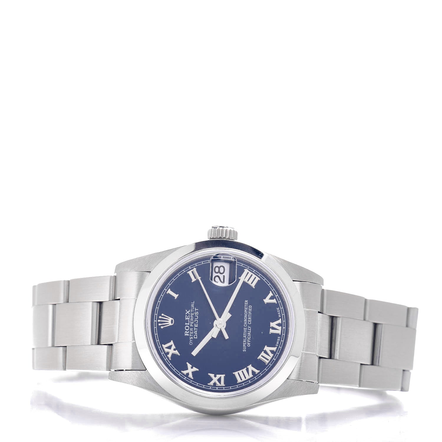 Rolex Stainless Steel 31mm Oyster Perpetual Datejust Watch Blue Roman 78240 2 of 4