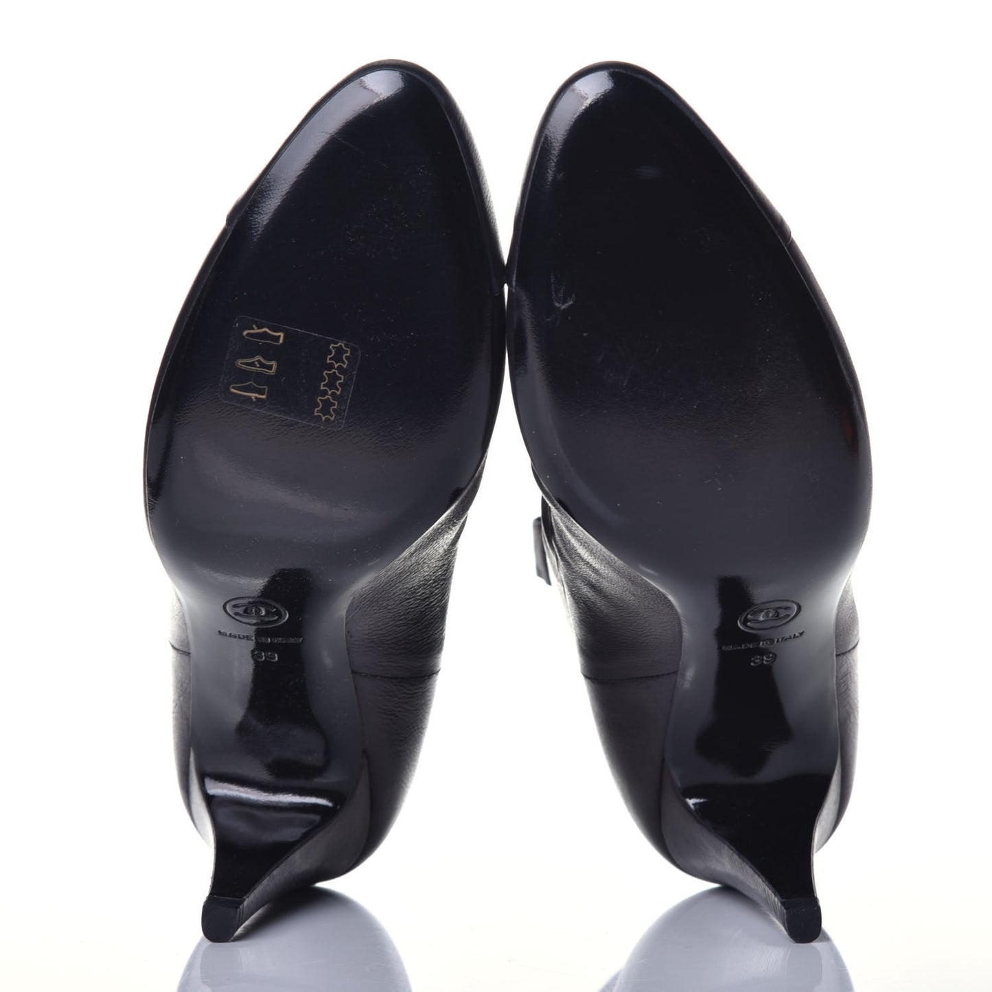 Lambskin Cap Toe Ankle Boots 39 Black