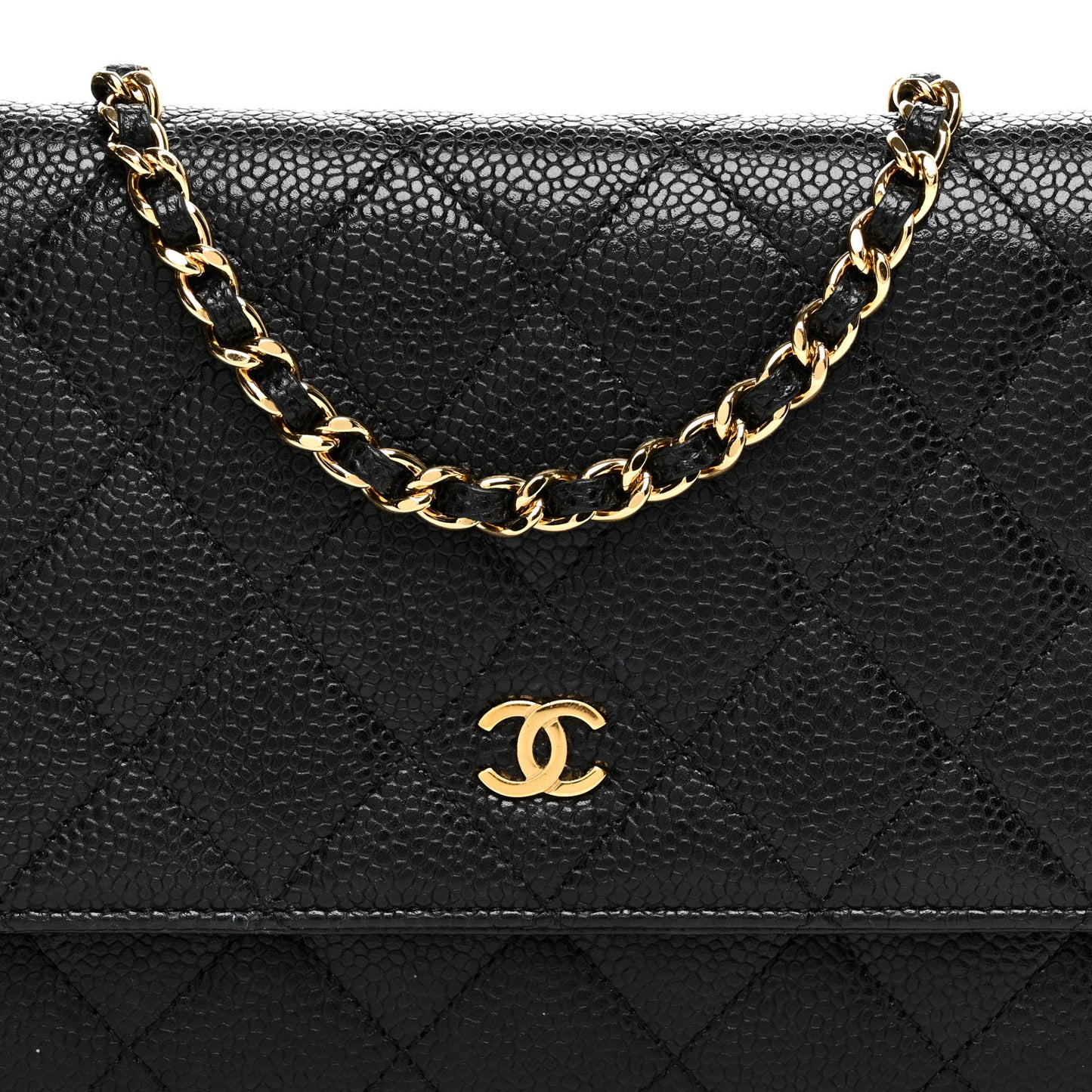 Caviar Quilted Wallet on Chain WOC Black