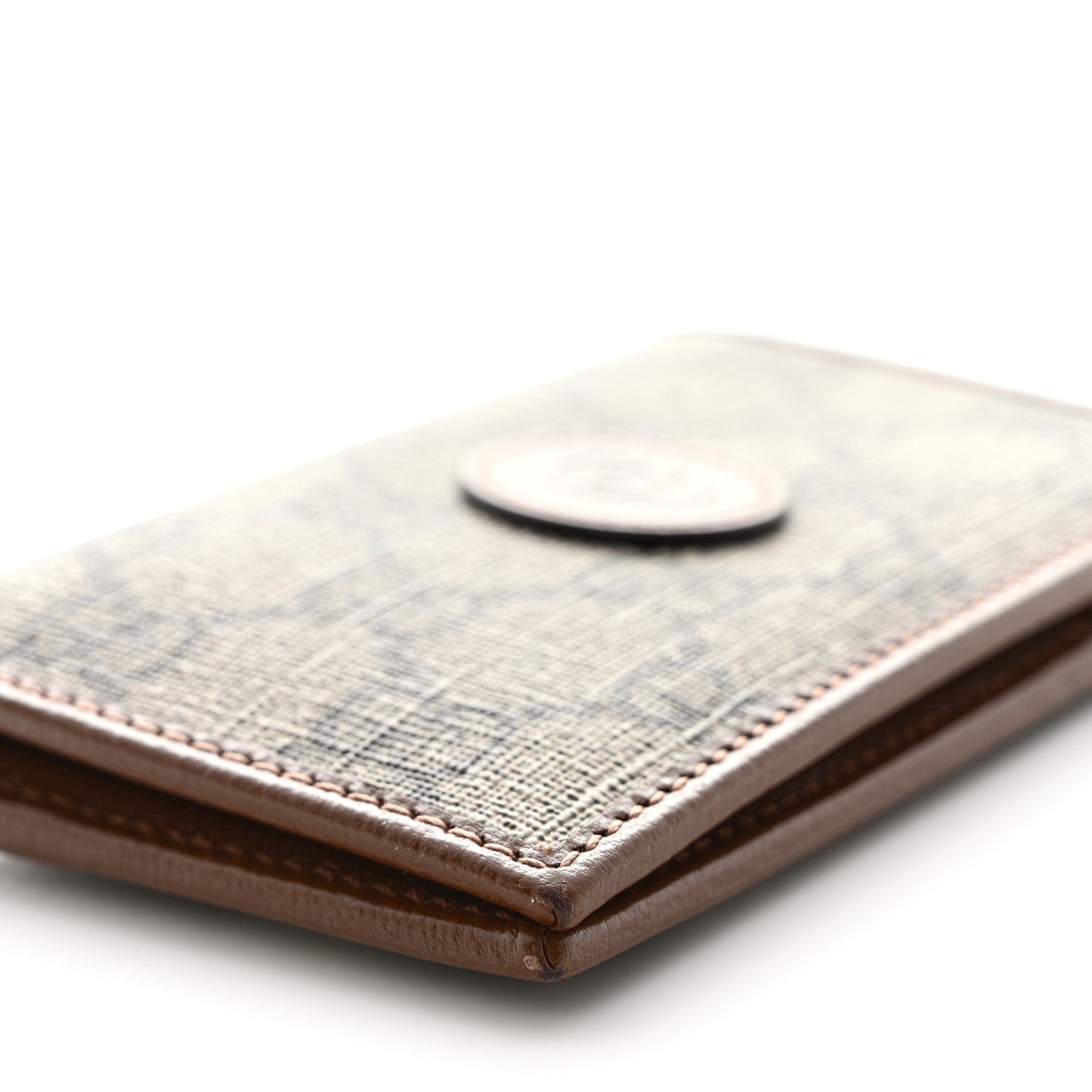 Gucci GG Supreme Monogram Azalea Calfskin Retro Interlocking G Card Case Beige Ebony Brown Sugar 10 of 11