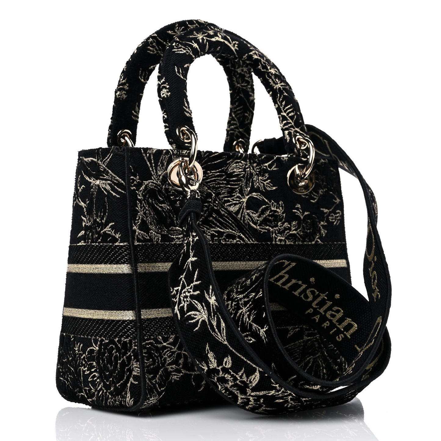 Toile de Jouy Embroidered Medium Lady D-Lite Black