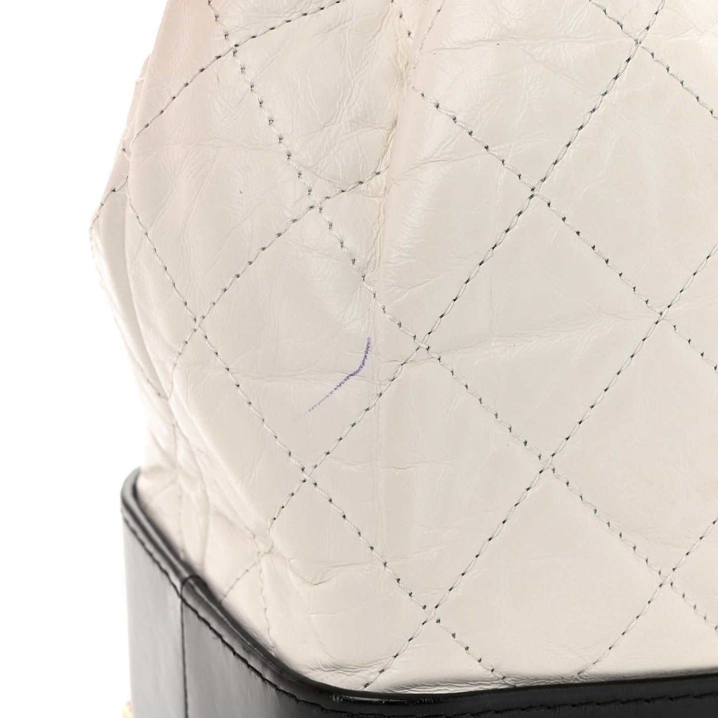 Aged Calfskin Quilted Gabrielle Backpack Black White