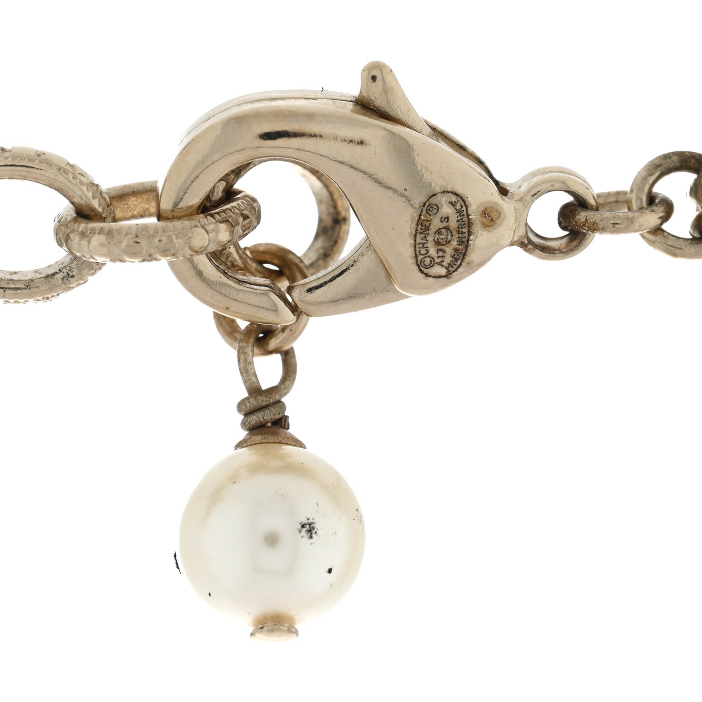 Pearl Crystal CC Double Strand Necklace Gold