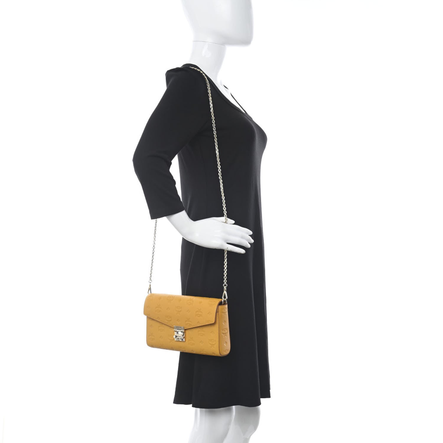 MCM Calfskin Ottomar Monogram Medium Millie Crossbody Bag Golden Mango 2 of 10
