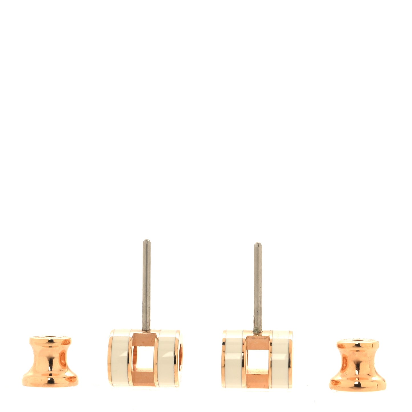 Rose Gold Lacquered Mini Pop H Earrings White