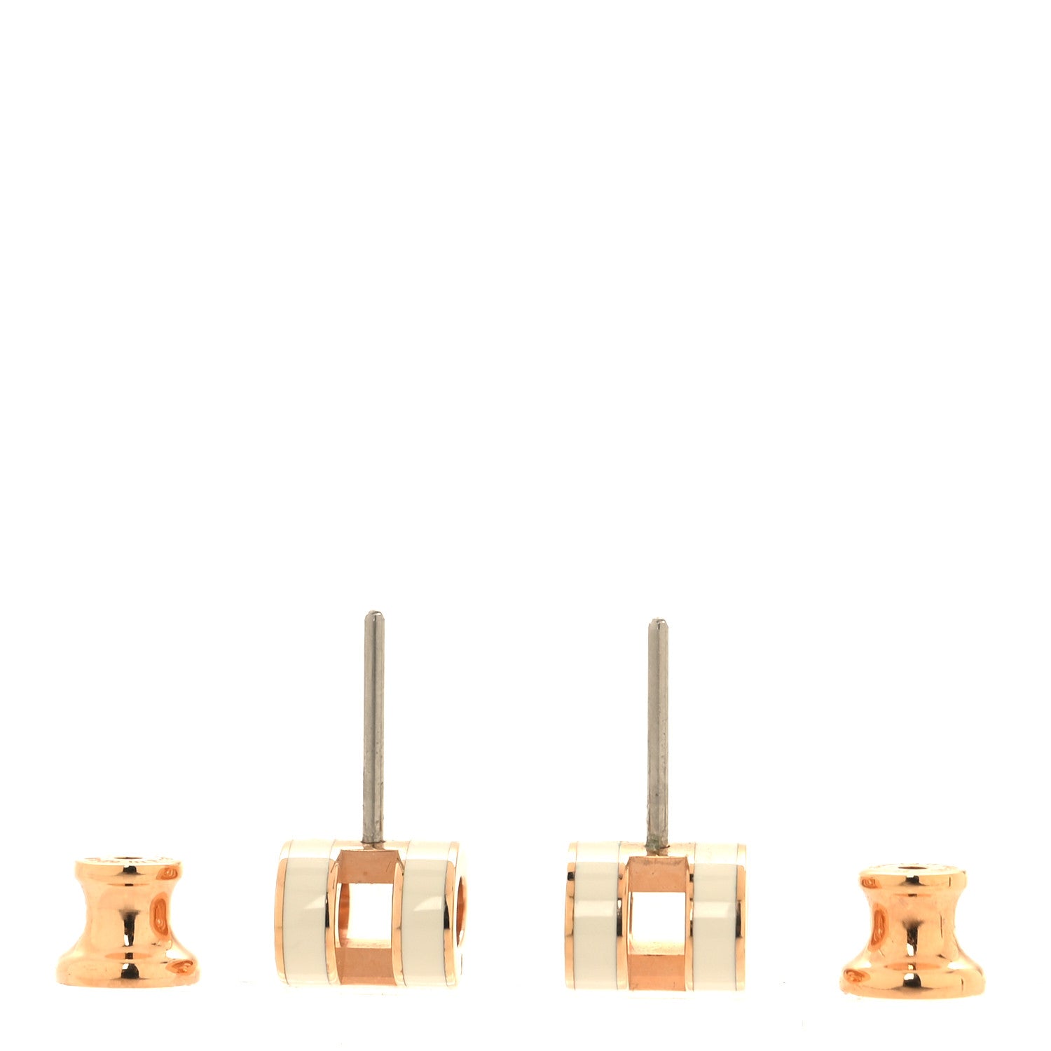 Hermes Rose Gold Lacquered Mini Pop H Earrings White 3 of 6
