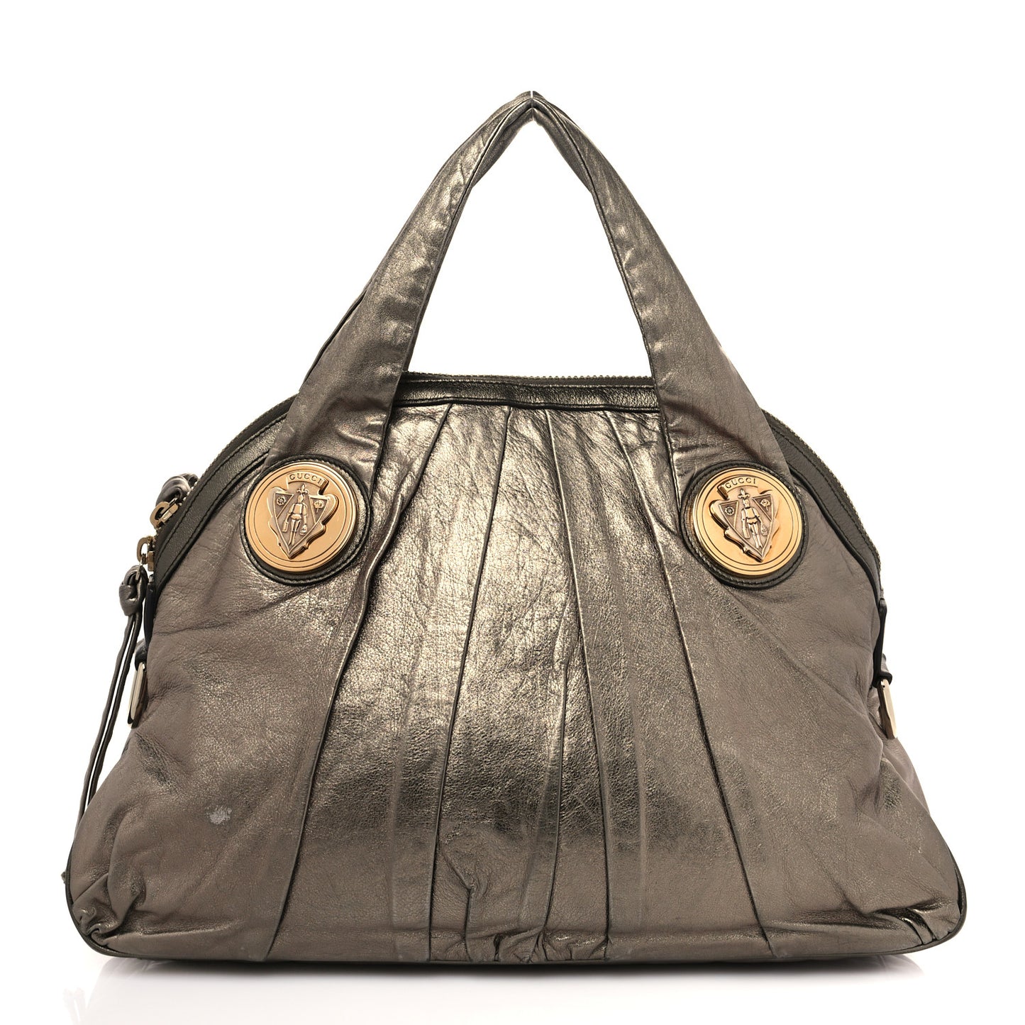 Metallic Calfskin Medium Hysteria Top Handle Bag Gold
