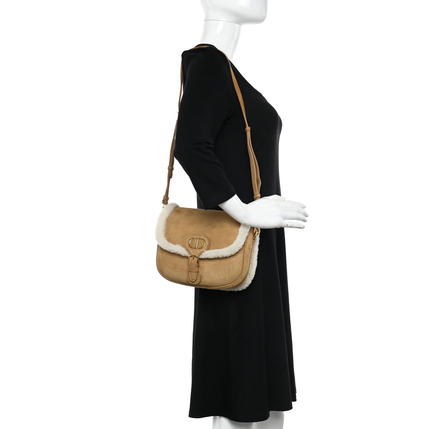 Suede Shearling Medium Bobby Flap Natural