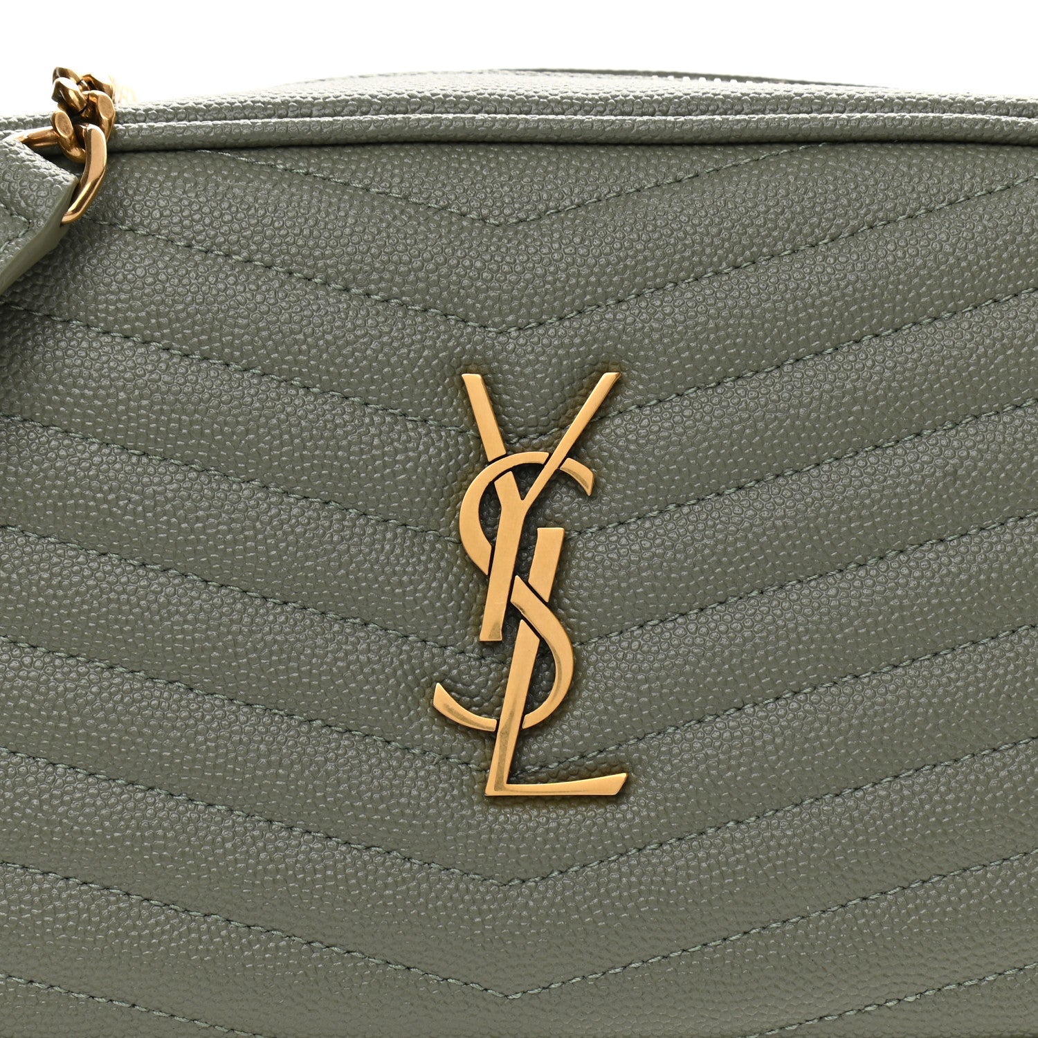Saint Laurent Grain De Poudre Matelasse Monogram Mini Lou Camera Bag Light Sage 8 of 11