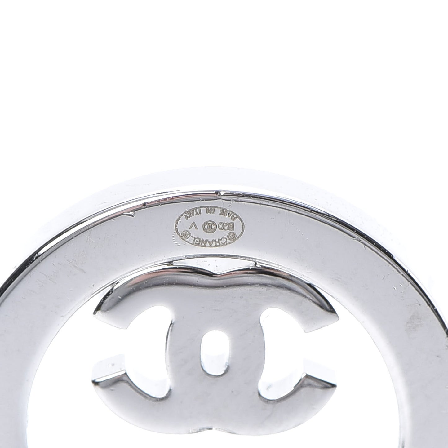 Crystal CC Round Earrings Silver