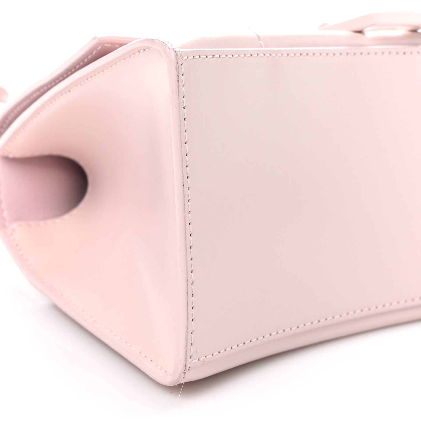 Shiny Box Calfskin Small Hourglass Top Handle Bag Light Rose