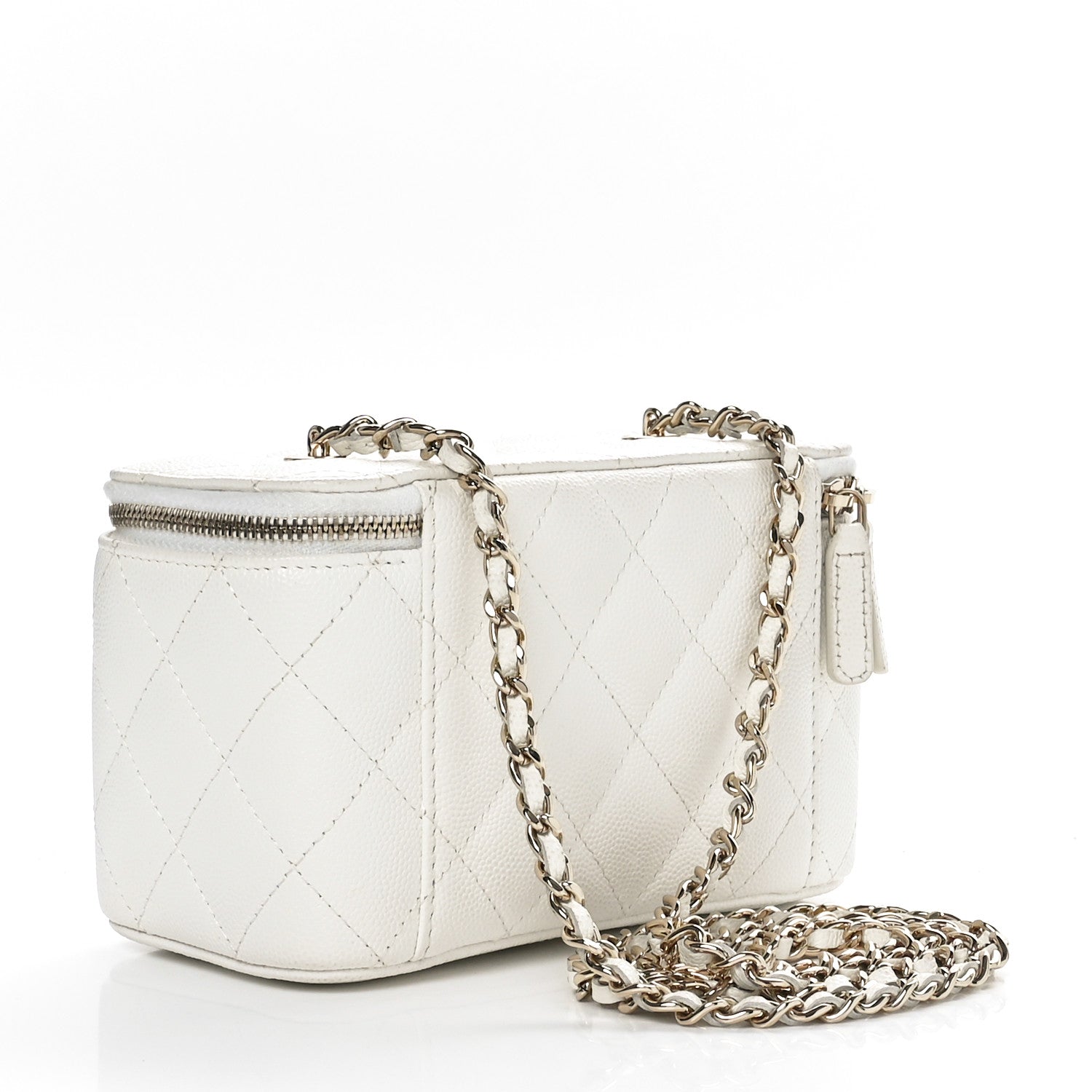 Chanel Caviar Quilted Small Vanity Case With Chain White 2 of 12
