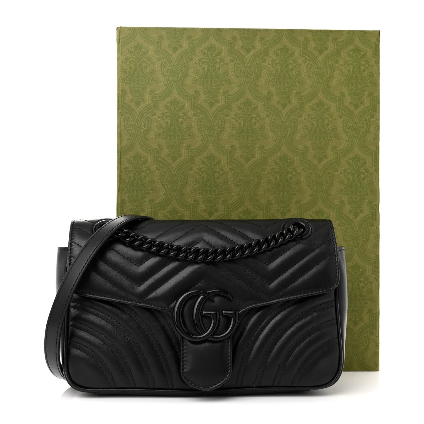 Calfskin Matelasse Monochrome Small GG Marmont Shoulder Bag Black