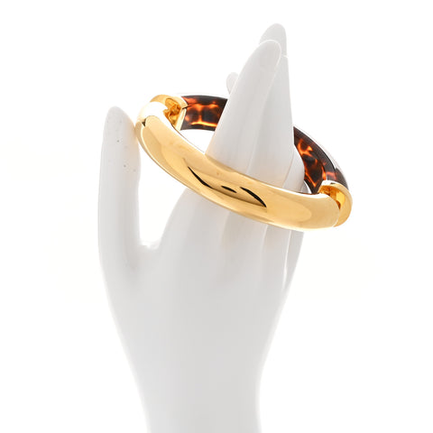 Resin Metal Split Hoop Bangle Bracelet M Gold Havana